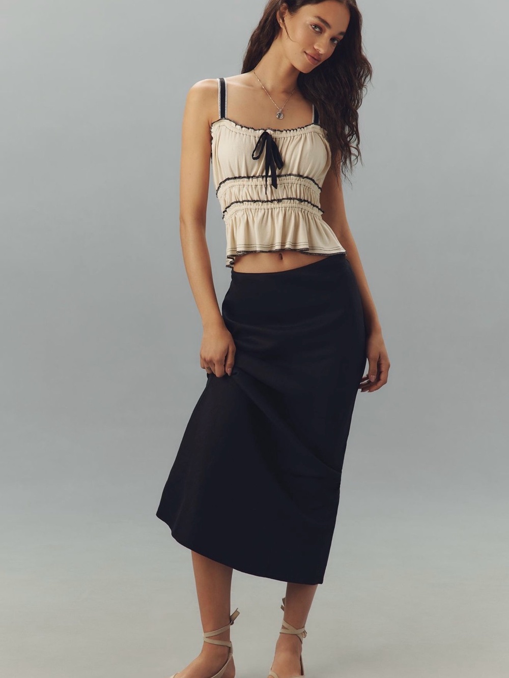 Pilcro Tiered Ruffle Hem Ruched Tank Top - Picture 4 of 4
